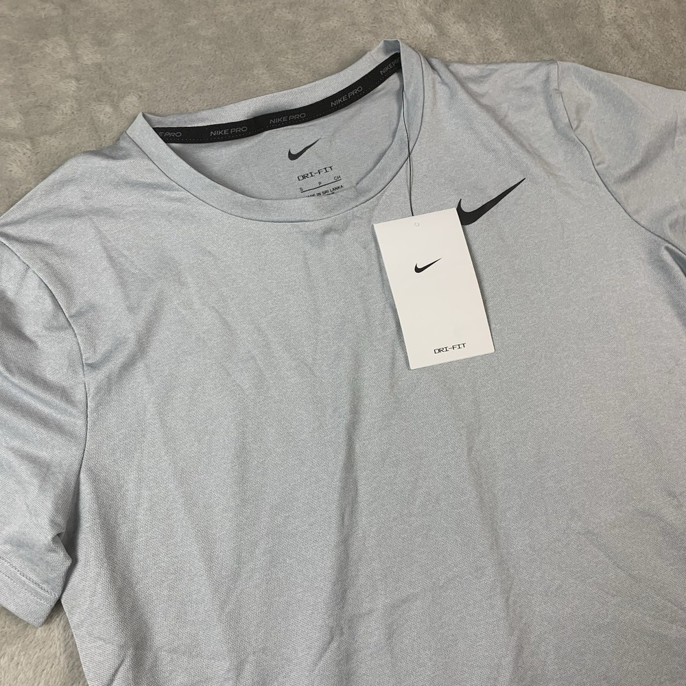 New Nike Pro Shirt Women Small Gray Training Dri Fit Running CU9616 Poly Spandex